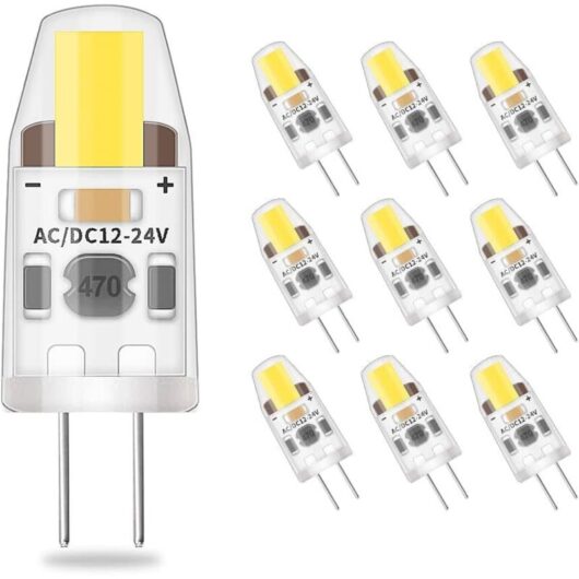 LED G4 Dimmable Cool White Light Bulbs, 2W Equivalent 20W Halogen Lamp, 200LM No Flicker Energy Saving Bulb, AC/DC 12V-24V, G4 Bi-pin, 360° Beam