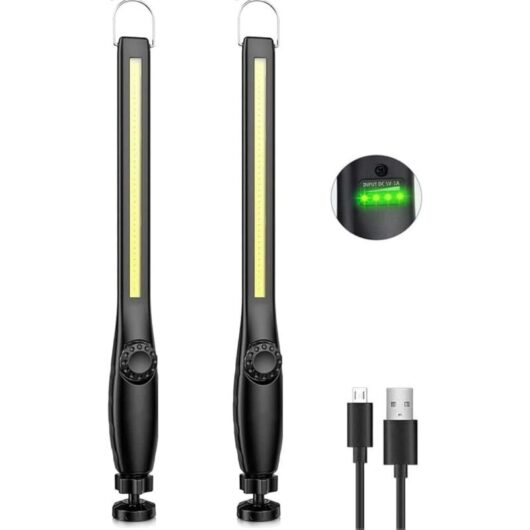 LED Mechanic Work Light, Rechargeable Work Lamp, COB Dimmable Workshop Lamp, LED Flashlight for Car, Garage, Camping (2 Pieces)