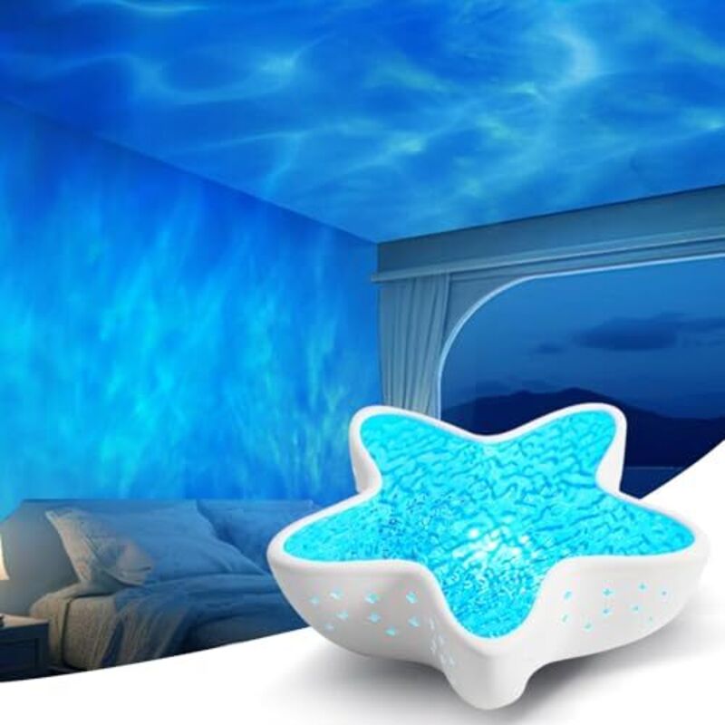 LED Starry Sky Projector with Aurora Effect - Polar Light Lamp for Kids and Adults - Water Wave Night Light with Stepless Dimming - Starfish