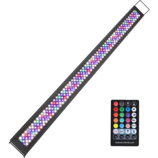 Led Aquarium, 52W rgbw Full Spectrum Light Lighting, 6500K Fish Tank Light with Timer, 116-140cm Aluminum Length Extendable Bracket Lamp [Energy
