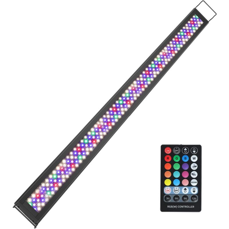 Led Aquarium, 52W rgbw Full Spectrum Light Lighting, 6500K Fish Tank Light with Timer, 116-140cm Aluminum Length Extendable Bracket Lamp [Energy