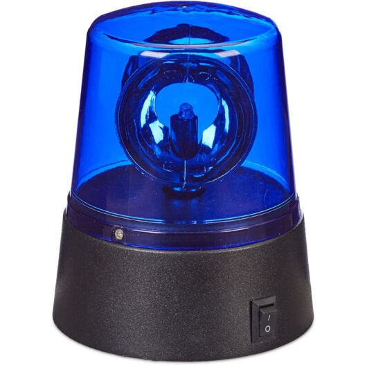 Led Blue Light, 2x Strobe Set with Rotating Reflector, Battery-operated, for Themed Parties, Batteries, Blue - Relaxdays