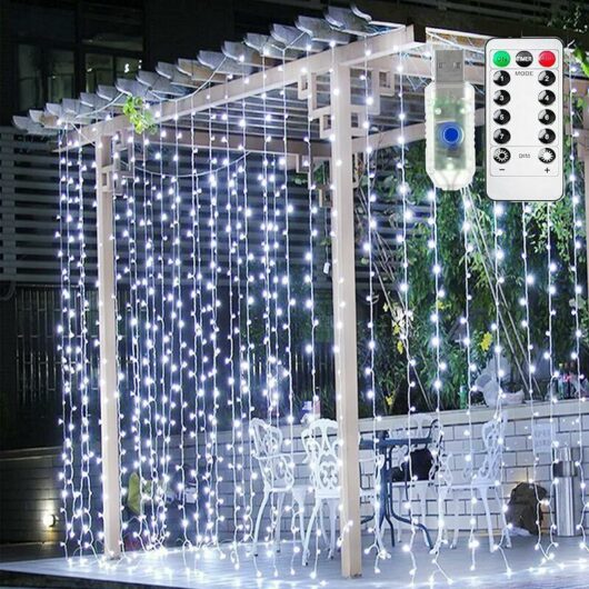 Led Curtain Light 300 led Light Chain Curtain with Remote Control and Timer 8 Modes Light Chain Curtain for Indoor Christmas Party Decoration Birthday