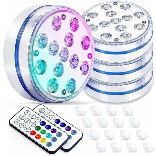 Led Pool Lights Submersible Lights, led Pool Lights Lighting Time 30-50 Hours IP68 Waterproof 16 rgb Colors Decorative Lamps for Aquariums, Bathtub,