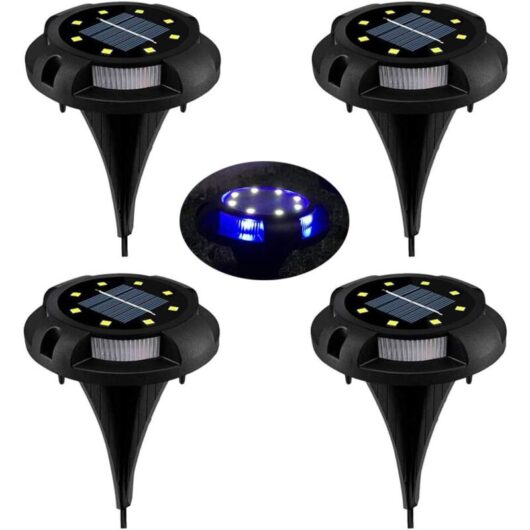 Led Solar Lawn Light, 8 led Solar Garden Spotlights 4 Pack Waterproof IP65 Decorative Lawn Lamp for Pathway Garden Patio Yard Lawn White (Natural