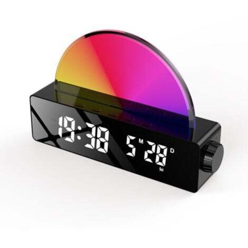 Light-Up Alarm Clock, Sunrise Simulation Wake-Up Light, Snooze/6 Alarms/10 Sleep Sounds/Timer/Temperature Display, Atmosphere Lamp with 7 Changing