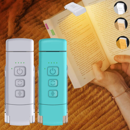 Linghhang - 2 Pack usb Rechargeable Book Lights for Night Reading, Portable led Clip-on Reading Lights, 3 Colors Adjustable Brightness