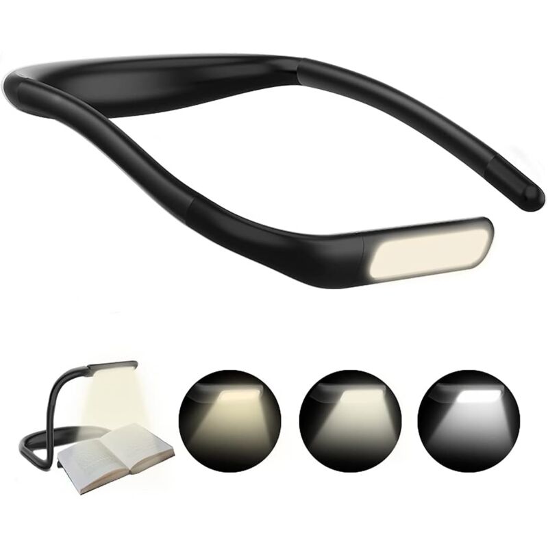 Linghhang - Rechargeable Neck Reading Light, 1800mAh Foldable led Desk Lamp, Stepless Dimming & 3 Color Modes, 270° Rotation Adjustment, Ideal for