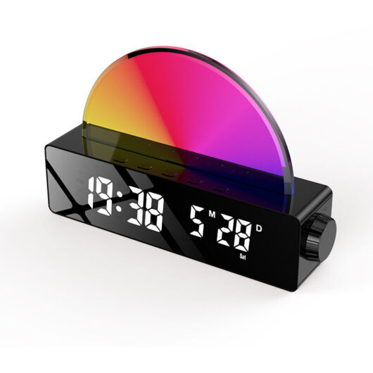 Linghhang - Wake Up Light, Wake Up Lamp with Sunrise Simulation, Snooze/6 Ringtones/10 Sleep Sounds/Timer/Temperature Display, Atmosphere Lamp with 7