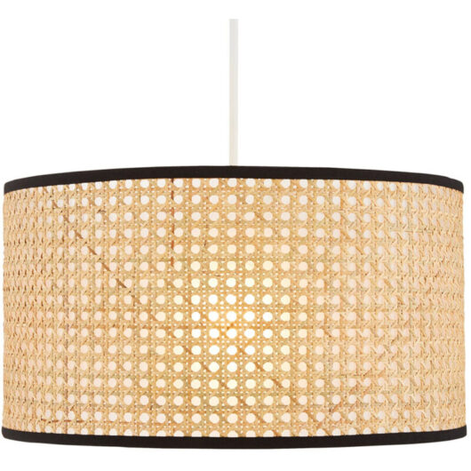 Litecraft - Grace Light Shade Rattan Easy Fit Cylinder Ceiling Lampshade - Natural