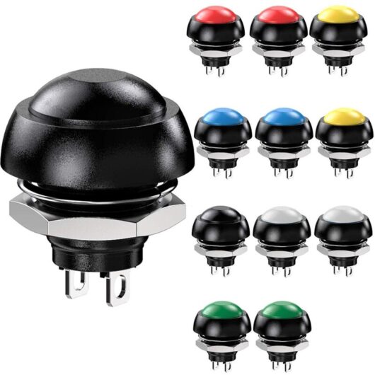 Longziming - 12pcs 12mm Waterproof Momentary Push Button spst on/off 3A/3V-5V-9V-12V-24V-230VAC, Unlockable Round Button, for Car Trumpet, pc, Table