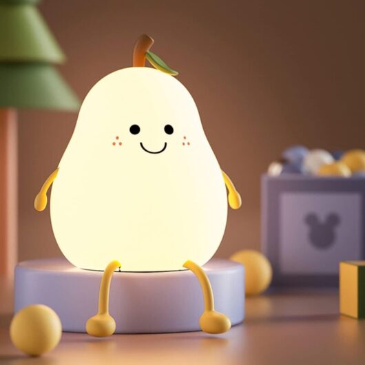 Longziming - Creative Pear Shape Kids Night Light with Timer Function, 7 Colors led Light Kids Night Light, Rechargeable with usb, Night Light