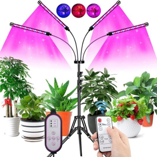 Longziming - Horticultural led Grow Light, 80 LEDs Plant Light with 60-160cm Adjustable Tripod, Full Spectrum Grow Light with 4/8/12H Auto-On/Off