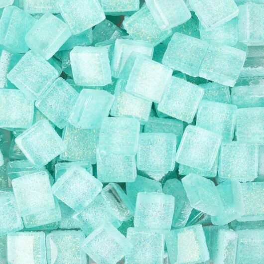 Memkey - 1 kg glass mosaic tiles, square glass mosaic glass pieces for crafting, decorating, 1 x 1 cm (water blue)