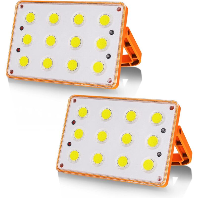 Memkey - 2 Packs 60W Rechargeable led Floodlight, 120 cob 4 Modes Solar Rechargeable Lamp led Flood Light Construction Site Waterproof Work Lamp