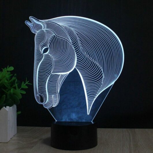 Memkey - 3D Horse led Night Light, Illusion Horse Effect, usb Charging led Night Lamp with 7 Changing Colors for Home/Office Decorations, Touch Table