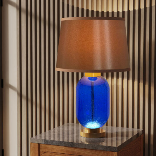 Modern Home Table Lamp Starry Sky Blue Glass Bottle Pedestal Bedroom Living Room, 3 Lighting Colors