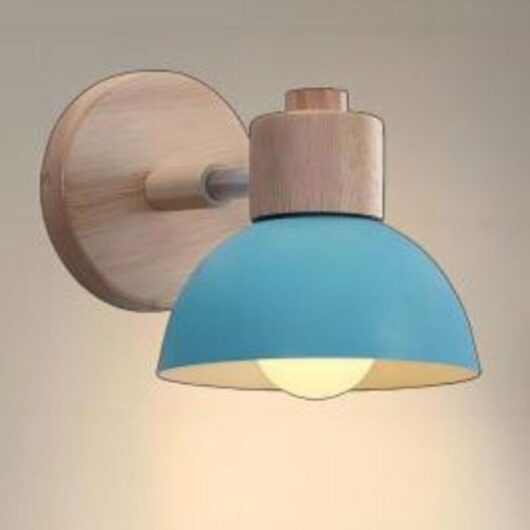 Modern Wall Light E27 Edison Industrial Wall Lamp Metal Wooden Loft Lighting Fixture for Bar Hallway Dining Room Living Room Bedroom Blue