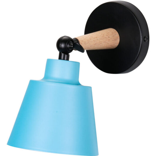 Modern Wood Wall Lamp Minimalist Wall Sconce Nordic Retro Wall Lights For Bedroom Bedside Hallway Cafe Office Corridor E27 Blue