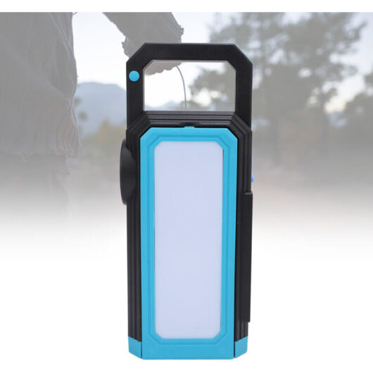 Multifunctional foldable double-sided solar camping lantern for emergency outdoor activities, Blue