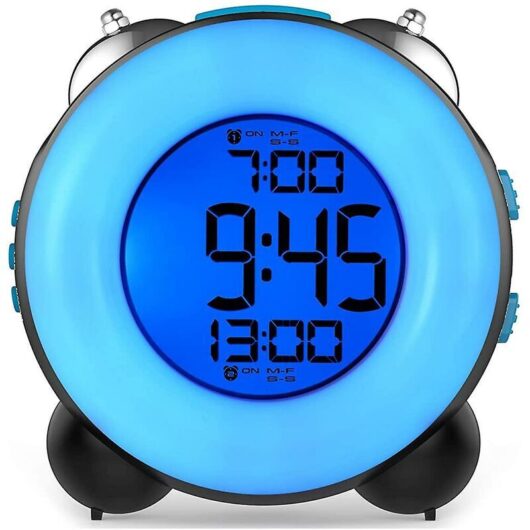 Mumu - Loud Alarm Clock for Heavy Sleepers with Optional Alarm Dual Alarm Setting Snooze Function (Full Blue) 1pcs