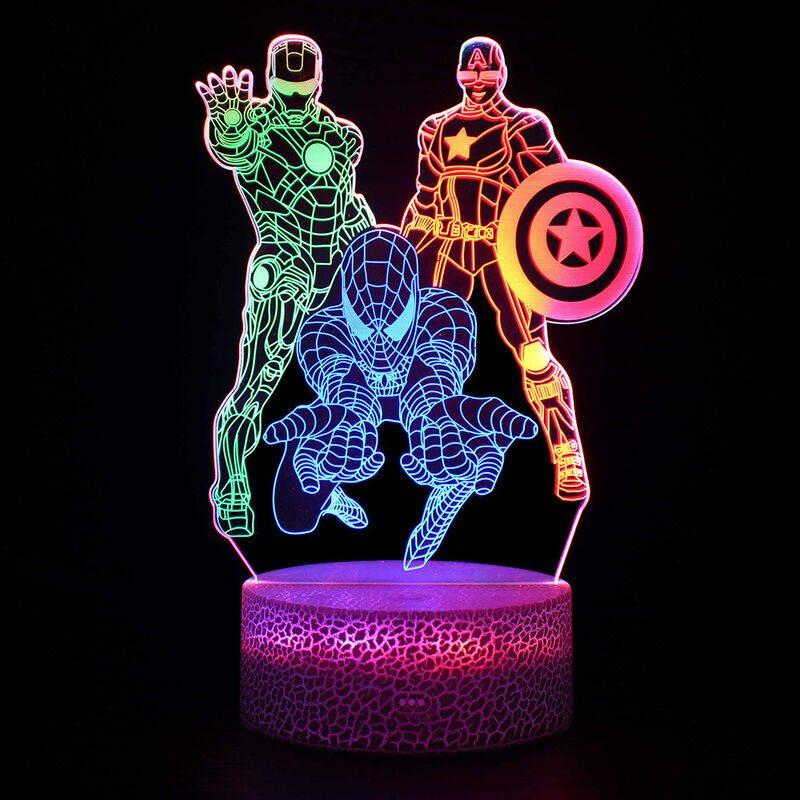 Mumu - Spiderman Night Lamp 3D led Night Light for Children Christmas Gift Desk Lamp Bedroom Decoration