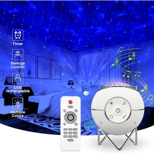 Night Light for Kids, usb Rechargeable led Music Projector Lamp with 14 Modes & Remote Control & Timer & Metal Bracket for Children Adults Gifts Home