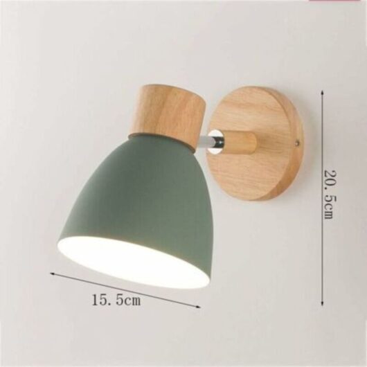 Nordic Metal Iron Macaron Bedside Wall Lamp Modern Simple E27 Wooden Base Wall Sconce Study Wall Bedroom Balcony Restaurant Stairs Decorative Wall