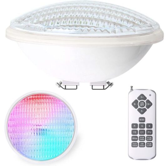 PAR56 LED Pool Light, RGB Pool Projector with Remote Control, 18W Waterproof Pool Light, 12V AC/DC Pool Bulb, 12 Lighting Modes, 2/4/6H Timer