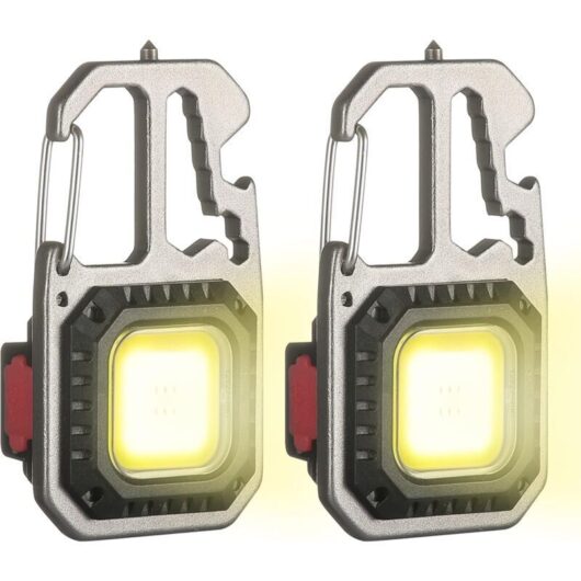 PCS Mini Rechargeable COB LED Inspection Work Light, Portable Small Keychain Lamps, 6 Modes, with Folding Bottle Opener Stand and Magnetic Base, for