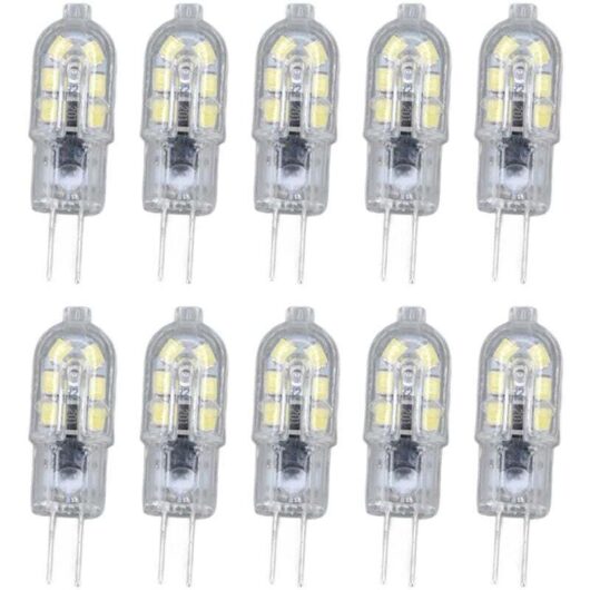 Pack of 10 G4 2835 Clear LED Bulbs, AC220V Plug-in LED Lamp for Camper Van, Cabinet, Landscape Lighting, 2700 Warm White
