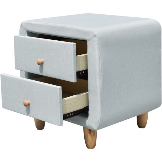 Pair of Linen Fabric 2 Drawer Bedside Tables in Blue