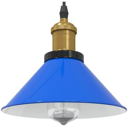 Pendant Lamp Height Adjustable E27 Gloss Dark Blue ø 22 cm Metal Vidaxl