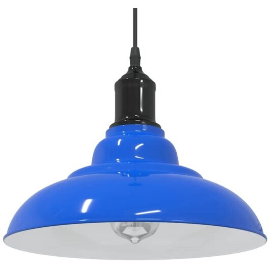 Pendant Lamp Height Adjustable E27 Gloss Dark Blue ø 31 cm Metal Vidaxl