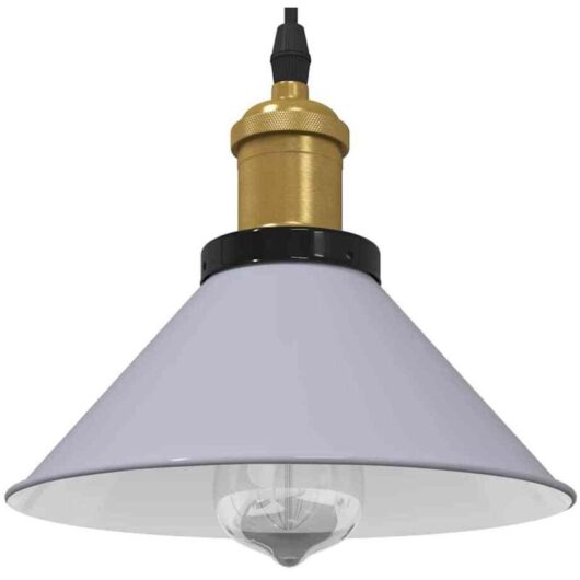 Pendant Lamp Height Adjustable E27 Gloss Grey ø 22 cm Metal Vidaxl