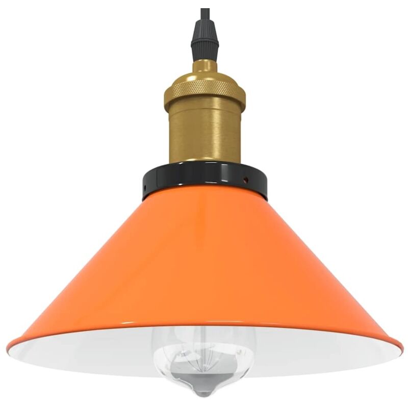 Pendant Lamp Height Adjustable E27 Gloss Orange ø 22 cm Metal Vidaxl