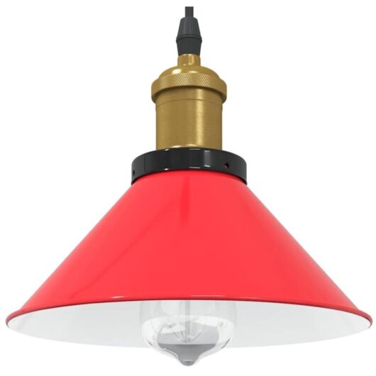 Pendant Lamp Height Adjustable E27 Gloss Red ø 22 cm Metal Vidaxl