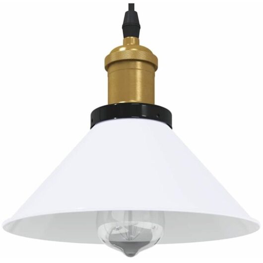 Pendant Lamp Height Adjustable E27 Gloss White ø 22 cm Metal Vidaxl