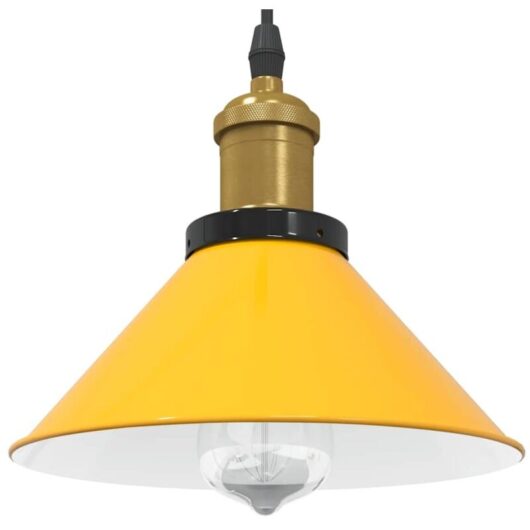 Pendant Lamp Height Adjustable E27 Gloss Yellow Ø 22 cm Metal vidaXL
