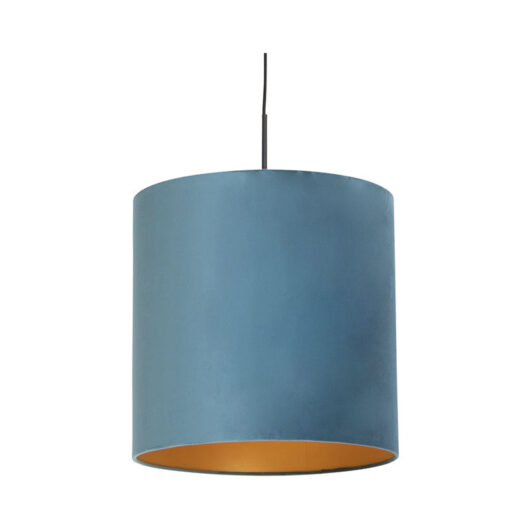 Pendant Light with Velvet Shade Blue with Gold 40 cm - Combi