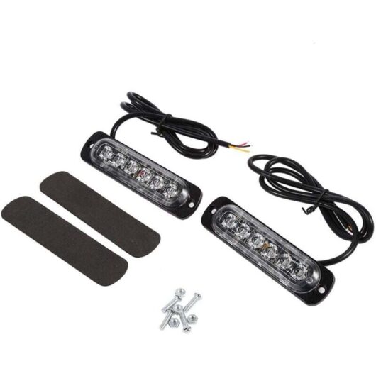 Pieces 12V 6 LED Car Truck Emergency Warning Strobe Light Flashing Danger Lamp High Brightness 19 Lighting Modes for Cars Motorcycles SUV (Blue Red