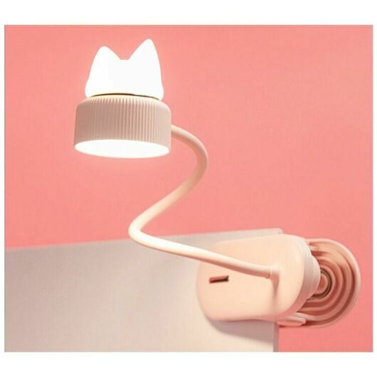 PinkFlexible clamp lamp with Original Nightlight/With usb Rechargeable Battery/LED Reading Light & Reading Lamp for Desk, Bed, Bedside - Light,