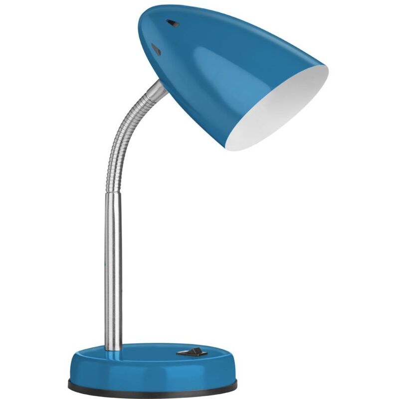 Premier Housewares - Interiors by Premier Blue Gloss Desk Lamp, Adjustable Living Room Desk Lamp, Minimalistic Desk Lamp for Reading & Writing
