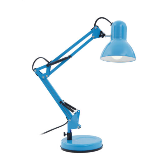 Premier Housewares - Interiors by Premier Studio Blue Metal Desk Lamp, Adjustable Anglepoise Design Tall Table Lamps, Contemporary Blue Desk Lamp