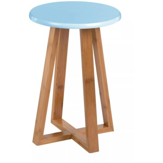 Premier Housewares Viborg Blue Bamboo Round Stool