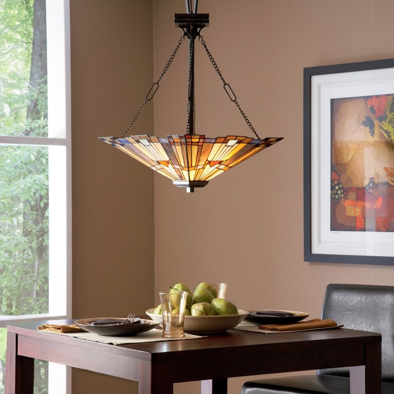 QZ-INGLENOOK-P-B Inglenook 3 Light Tiffany Bronze Ceiling Pendant