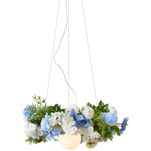 Qazqa - Bohemian Ceiling Lamp Black with Coloured Flowers Blue and White - Flower Power