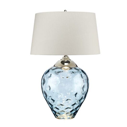 Quintiesse QN-SAMARA-TL-LRG-BLU Samara Large Table Lamp In Light Blue Tint And Polished Nickel Finish