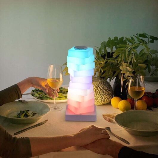 RGB mood lamp with touch dimmer, modern round LED table lamp 3000K + 16 changing colors, mood lamp, bedside lamp for bedroom, living room, children's