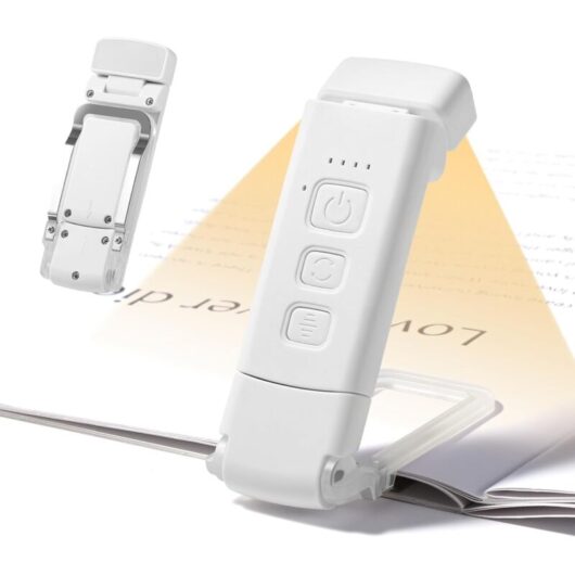 Reading Lamp, USB Rechargeable E-Reader, 3 Modes, 5 Adjustable Brightness Levels, 500mAh Foldable Mini Clip-On Lamp for Reading Books in Bed, for